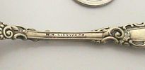 BIN PRICE $10. 4 ORNATE SILVERPLATE MELON/GRAPEFRUIT SPOONS. W.H. GLENNY.Image - 4
