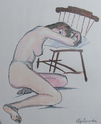 SIGNED NUDE STUDY "POSING".