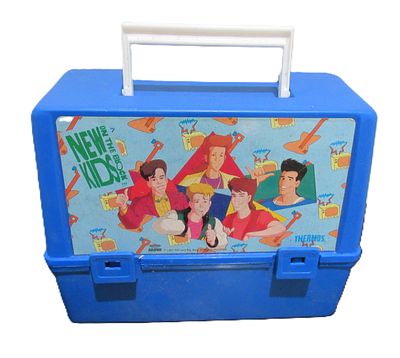 BIN PRICE $10. VINTAGE NEW KIDS ON THE BLOCK HARD PLASTIC LUNCH BOX.