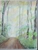 BIN PRICE $25. SIGNED PERKINS DOUBLE MATTED MINIATURE WATERCOLOR COUNTRY BACK ROAD. POSSIBLY Image - 1