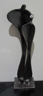 BIN PRICE $10.SIGNED KRAMER MCM MODERNIST METAL SCULPTURE.