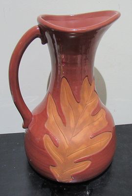 BIN PRICE $10. WEST GERMAN SAWA SGRAFFITO POTTERY PITCHER/VASE. FOIL LABEL REMOVED.