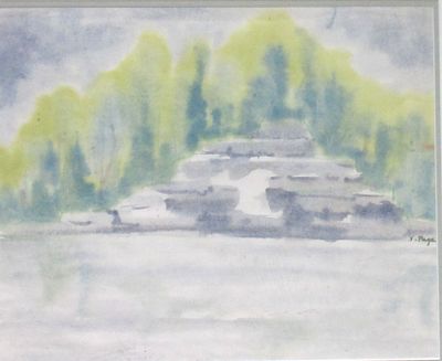 BIN PRICE $20. SIGNED ISOBEL PAGE NIAGARA ESCARPMENT WATERCOLOR PAINTING