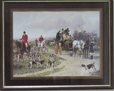 BIN PRICE $10. FRAMED FOX HUNT PRINT.