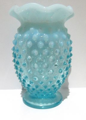 BIN PRICE $10. HOBNAIL OPALESCENT GLASS VASE.