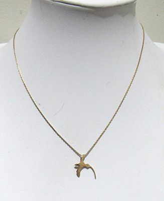 DAINTY 10KT GOLD CHAIN WITH 14KT GOLD BIRD OF PARADISE PENDANT,