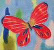 BIN PRICE $20. MIXED MEDIA COLORFUL BUTTERFLY FRAMED ART WORK. IMAGE SIZE 7" HIGH X X 9" WIDE.Image - 1