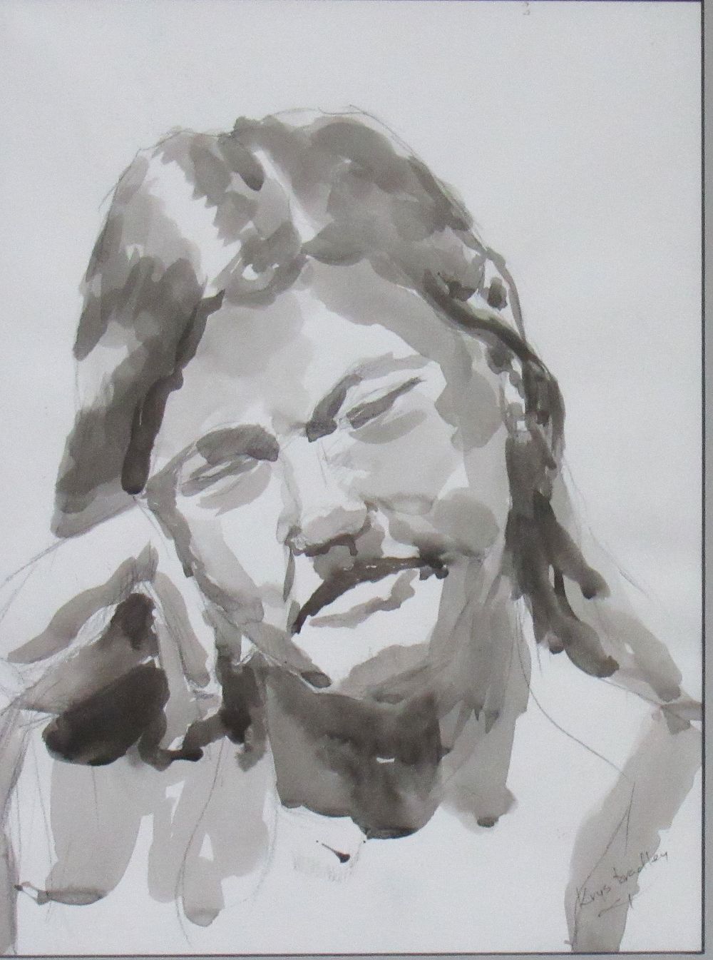 BIN PRICE $10.SIGNED KRYS BRADLEY WATERCOLOR PORTRAIT.