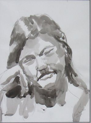 BIN PRICE $25.SIGNED KRYS BRADLEY WATERCOLOR PORTRAIT.