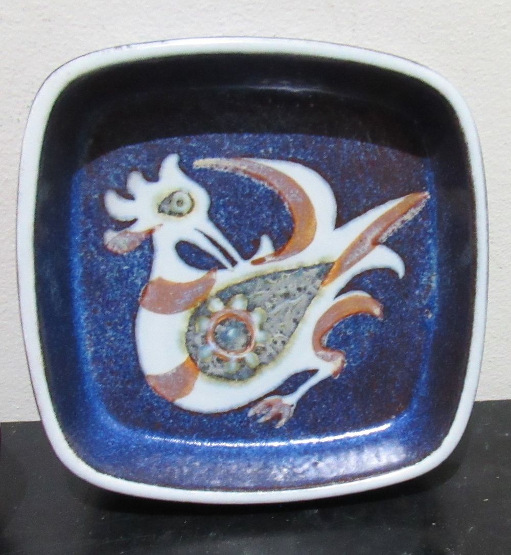 BIN PRICE $10.NILS THORSSEN ROYAL COPENHAGEN BLUE BACA FAJANCE DISH MID CENTURY DANISH MODERN.