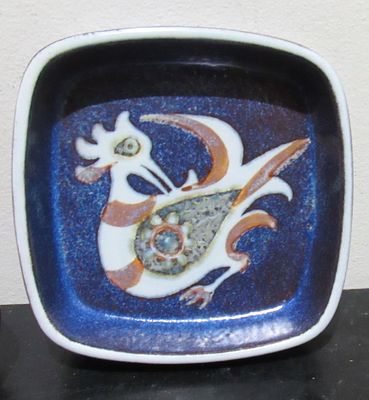 BIN PRICE $20.NILS THORSSEN ROYAL COPENHAGEN BLUE BACA FAJANCE DISH MID CENTURY DANISH MODERN.