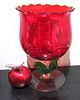 BIN PRICE $15.RUBY/AMBERINA GLASS TULIP VASE. EXC. CONDITION. NO CHIPS, CRACKS, REPAIRS.Image - 3