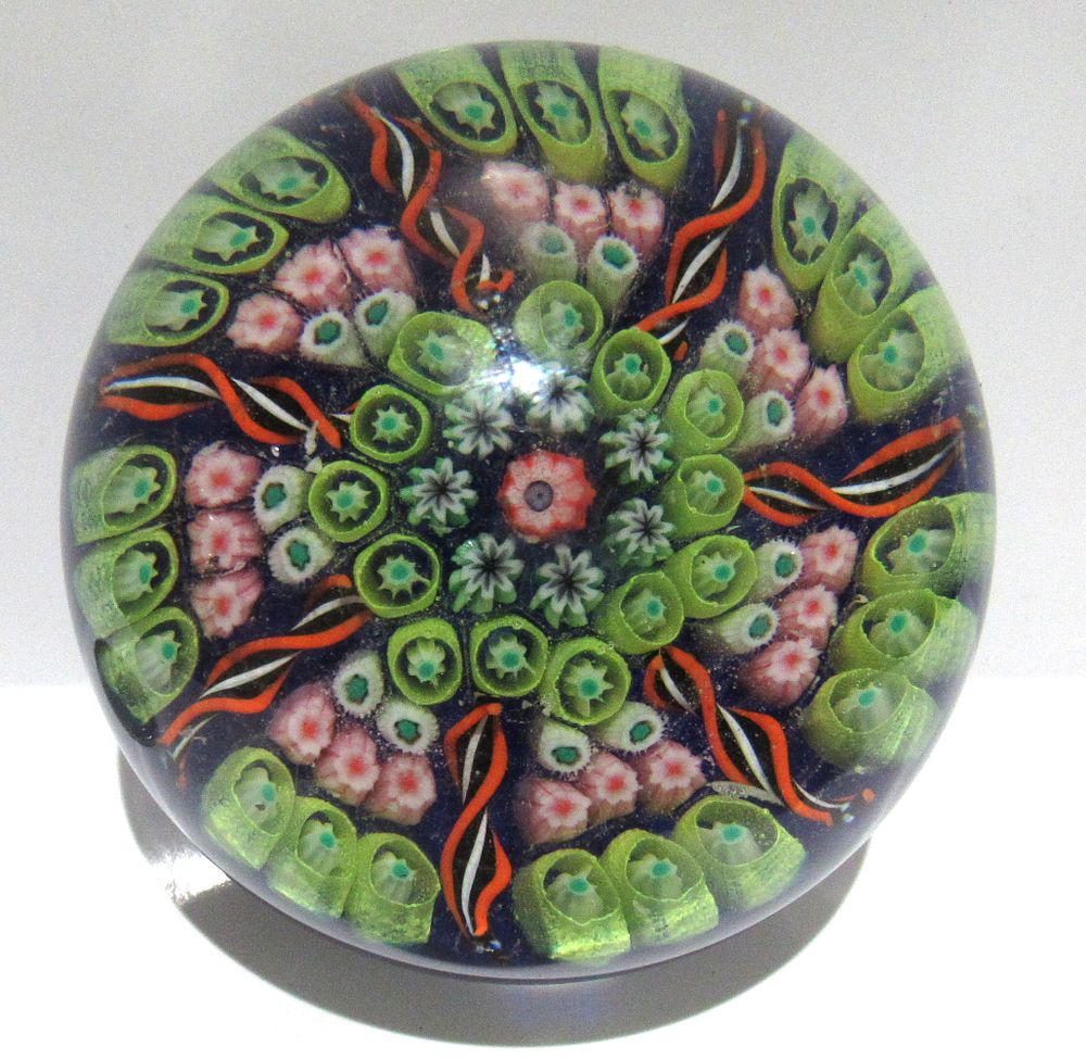 BIN PRICE $20.VINTAGE MURANO MILLEFIORI PAPERWEIGHT. FOIL LABEL REMOVED.
