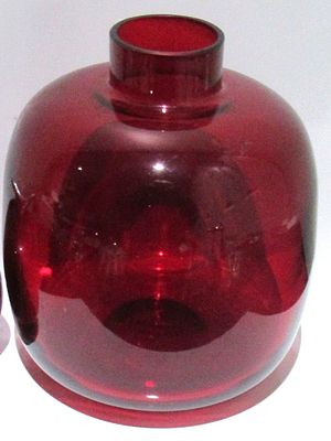 BIN PRICE $10.C.1960S MCM MODERNIST RUBY ART GLASS VASE. MARKED GERMANY ON BASE.