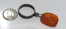 BIN PRICE $15. VINTAGE BALTIC AMBER STERLING SILVER PENDANT/DANGLER RING.Image - 3