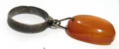 BIN PRICE $15. VINTAGE BALTIC AMBER STERLING SILVER PENDANT/DANGLER RING.Image - 1