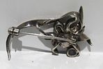 BIN PRICE $20. STERLING SILVER BROOCH WITH AMETHYST GEMSTONE/ONYX CABOCHON//MARCASITES.Image - 2