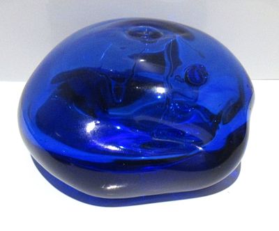 RARE SIGNED "TWO RIVERS" STUDIO ART GLASS PAPERWEIGHT BY NOTED CANADIAN METIS ARTIST MICHAEL 