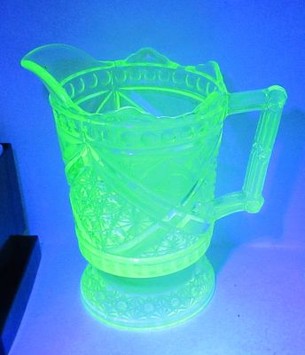 EAPG URANIUM GLASS PITCHER.