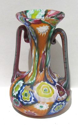 FRATELLI TOSO MURANO MILLEFIORI /MURRINE/MURRINA ART GLASS VASE