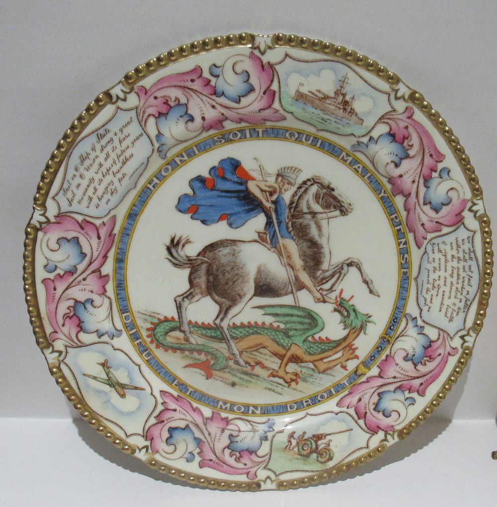 Lot 289: BUY-IT-NOW PRICE $25. PARAGON HAND DECORATED WW11 WORLD WAR 2 COMMEMORATIVE PLATE.