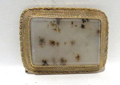 EDWARDIAN 14KT GOLD MOSS AGATE BROOCH