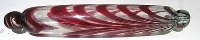 VICTORIAN NAILSEE GLASS HAND BLOWN ROLLING PIN/WHIMSEY, EXC. COND. NO CHIPS, CRACKS, REPAIRS.