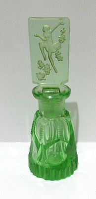 ART DECO CZECH GLASS PERFUME BOTTLE. EXC. CONDITION. NO CHIPS, CRACKS, REPAIRS.