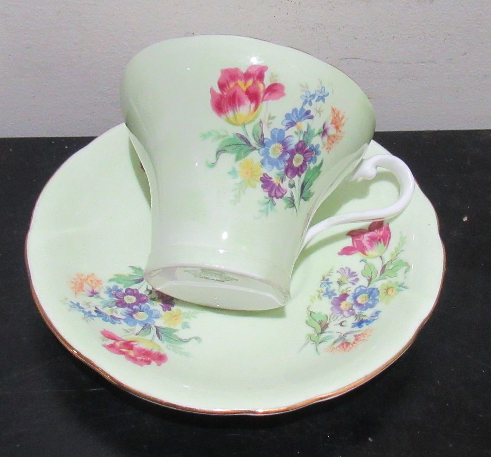 Lot 566: BUY-IT-NOW PRICE $10. AYNSLEY FLORAL CUP & SAUCER.