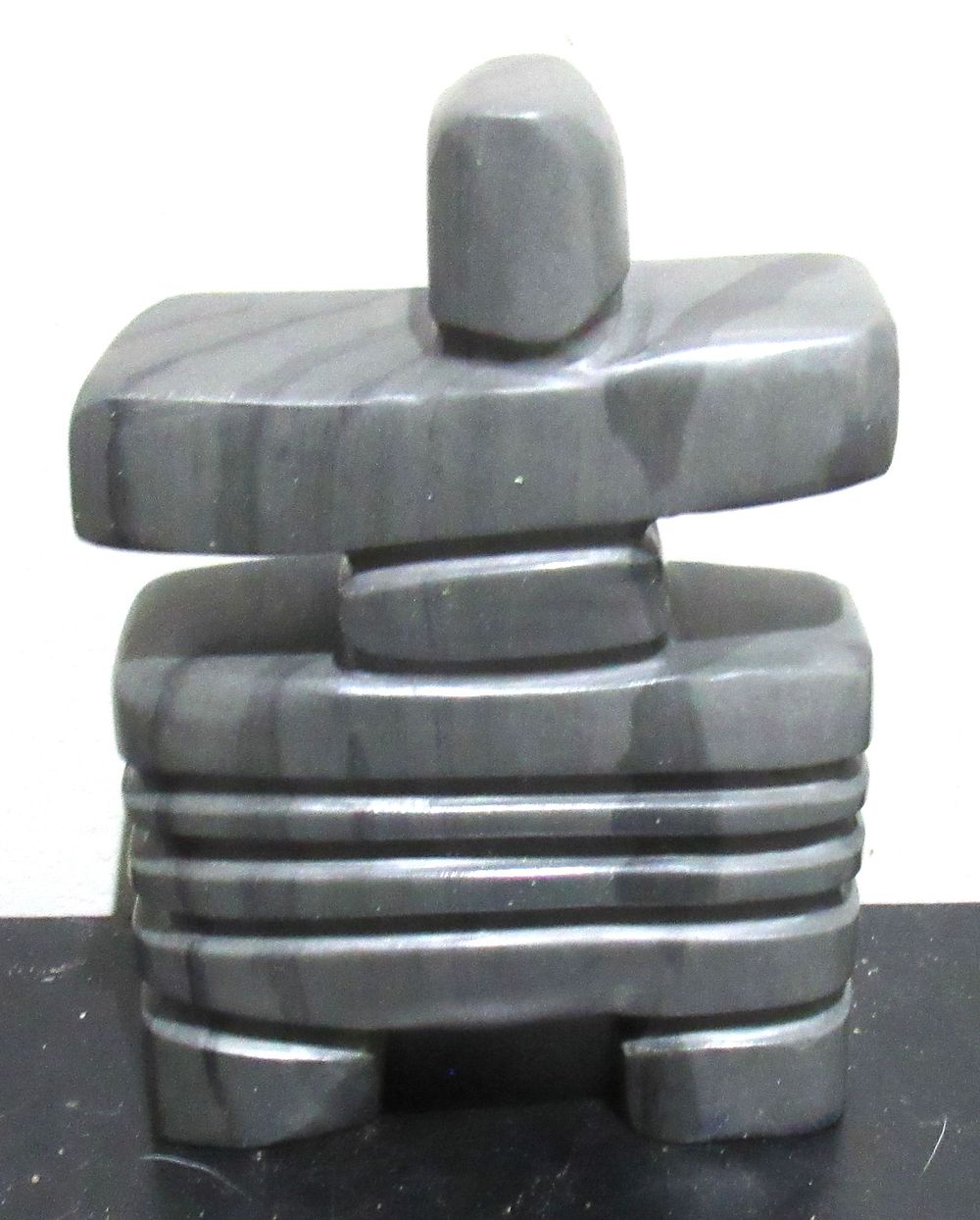 Lot 584: BUY-IT-NOW PRICE $50. INUIT INUKSHUK SOAPSTONE CARVING WITH HANG TAG. SALA IQALUK CARVER.