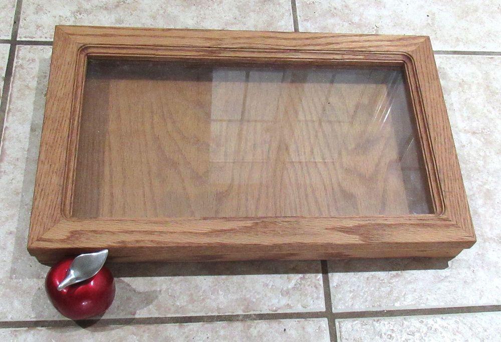 Lot 585: BUY-IT-NOW PRICE $20. CUSTOM MADE OAK DISPLAY CASE. PICK UP ONLY.