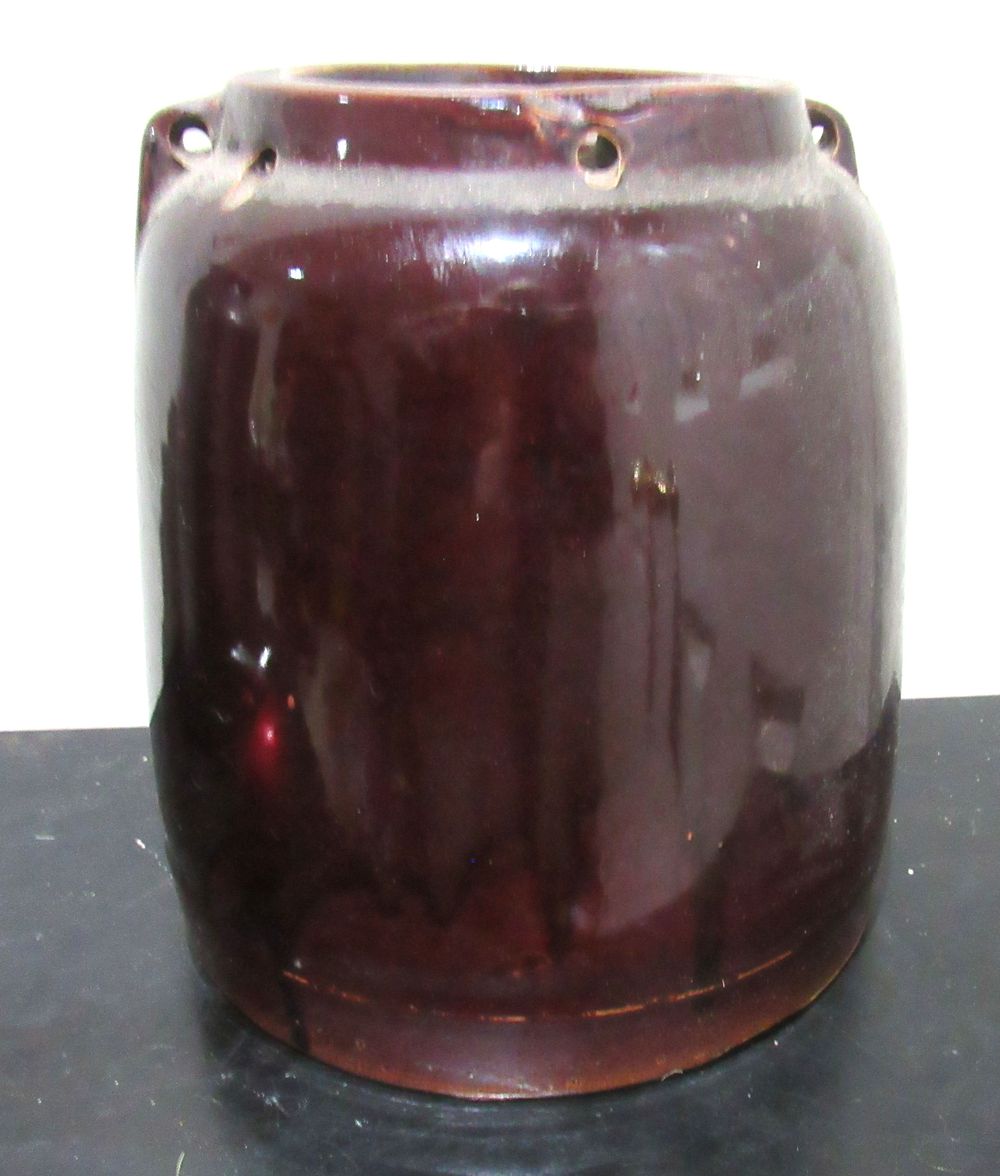 Lot 608: BUY-IT-NOW PRICE $25. ANTIQUE STONEWARE CANNING CROCK.