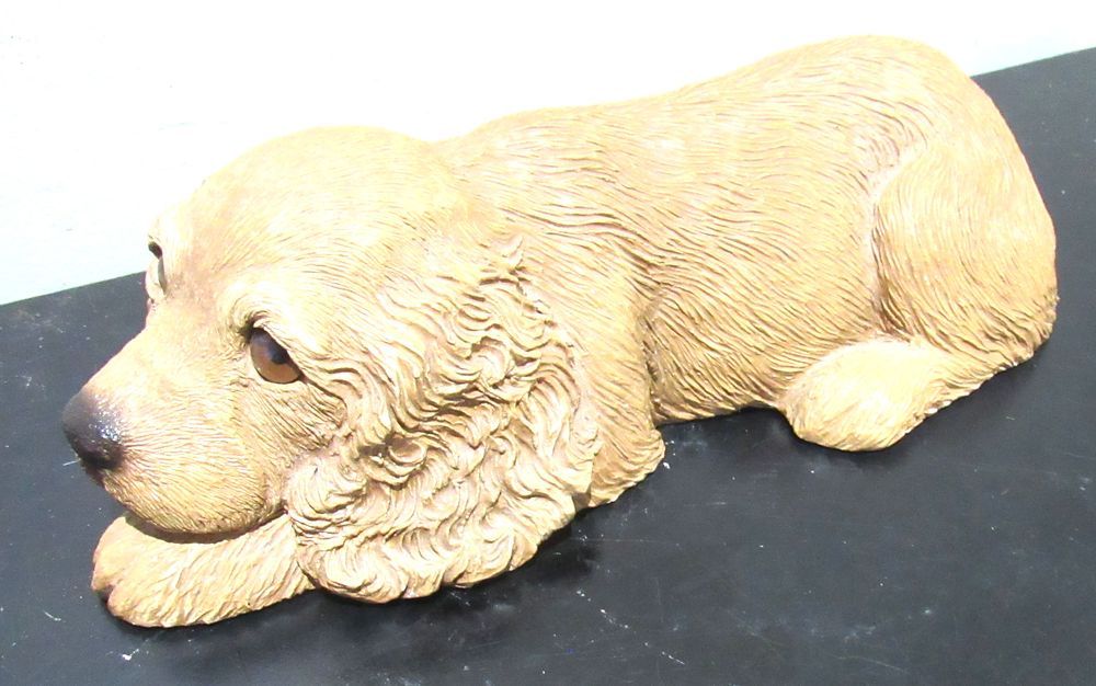 Lot 610: BUY-IT-NOW PRICE $10. SIGNED SANDICAST COCKER SPANIEL FIGURAL.