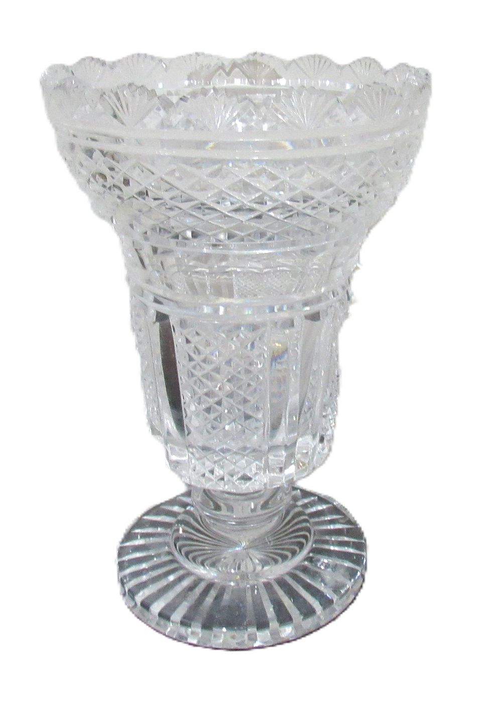 Lot 637: BUY-IT-NOW PRICE $50. WATERFORD CRYSTAL (FOIL LABEL REMOVED) VASE.
