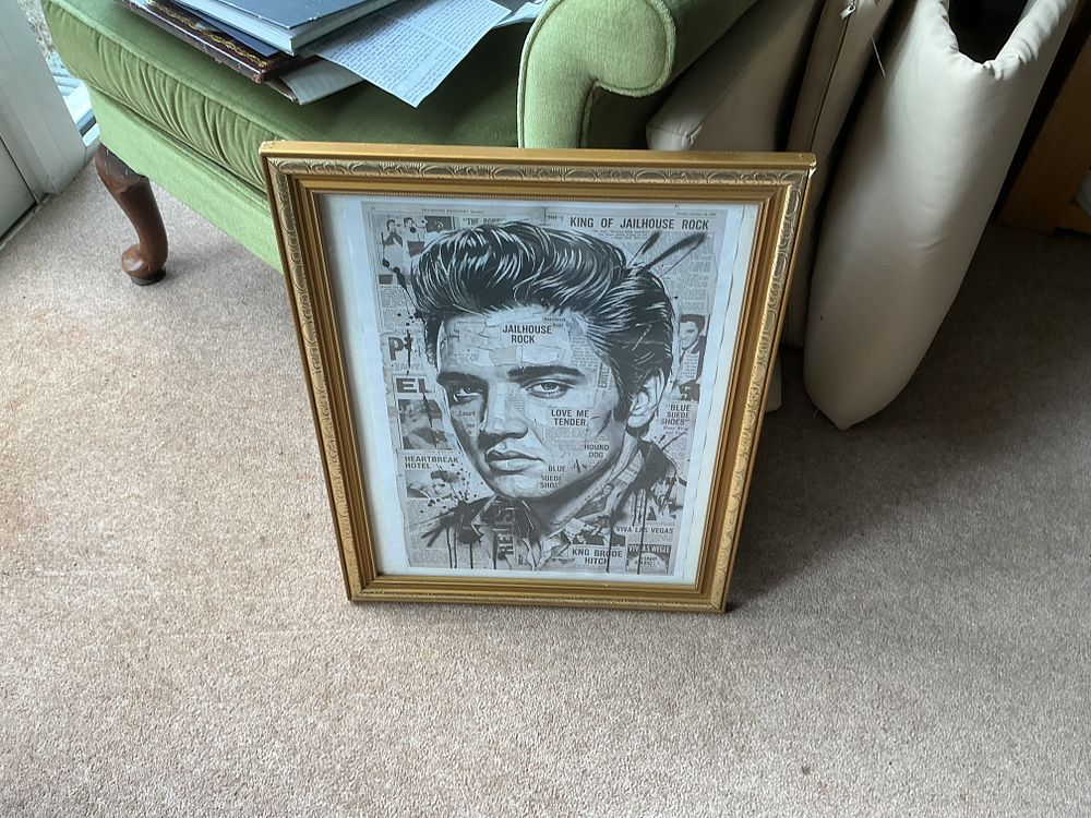 Lot 217: A Large Framed Contemporary Pop Art Portrait Print of Elvis Presley