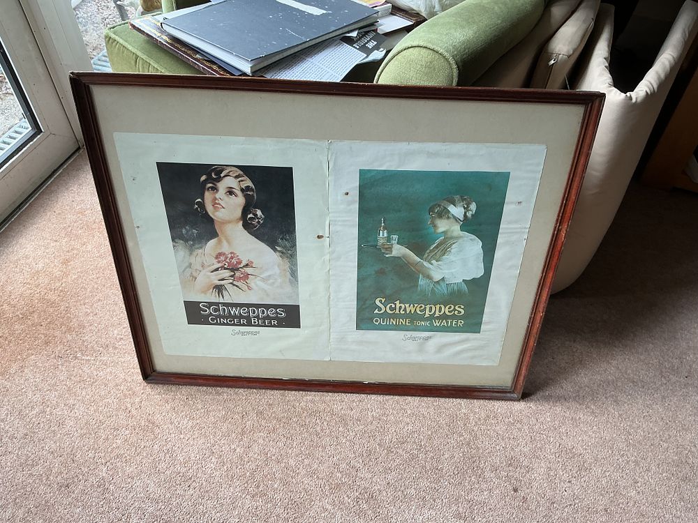 Lot 220: A Pair of Framed Vintage Schweppes Advertising Prints