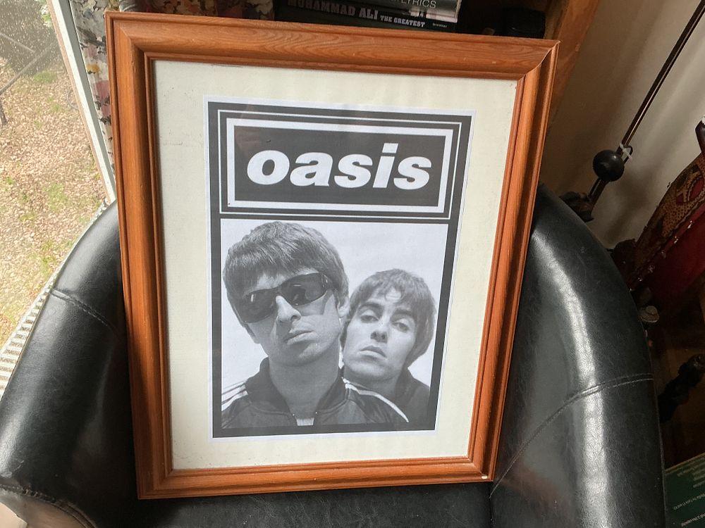 Lot 230: Framed Black and White Oasis Promotional Poster Print