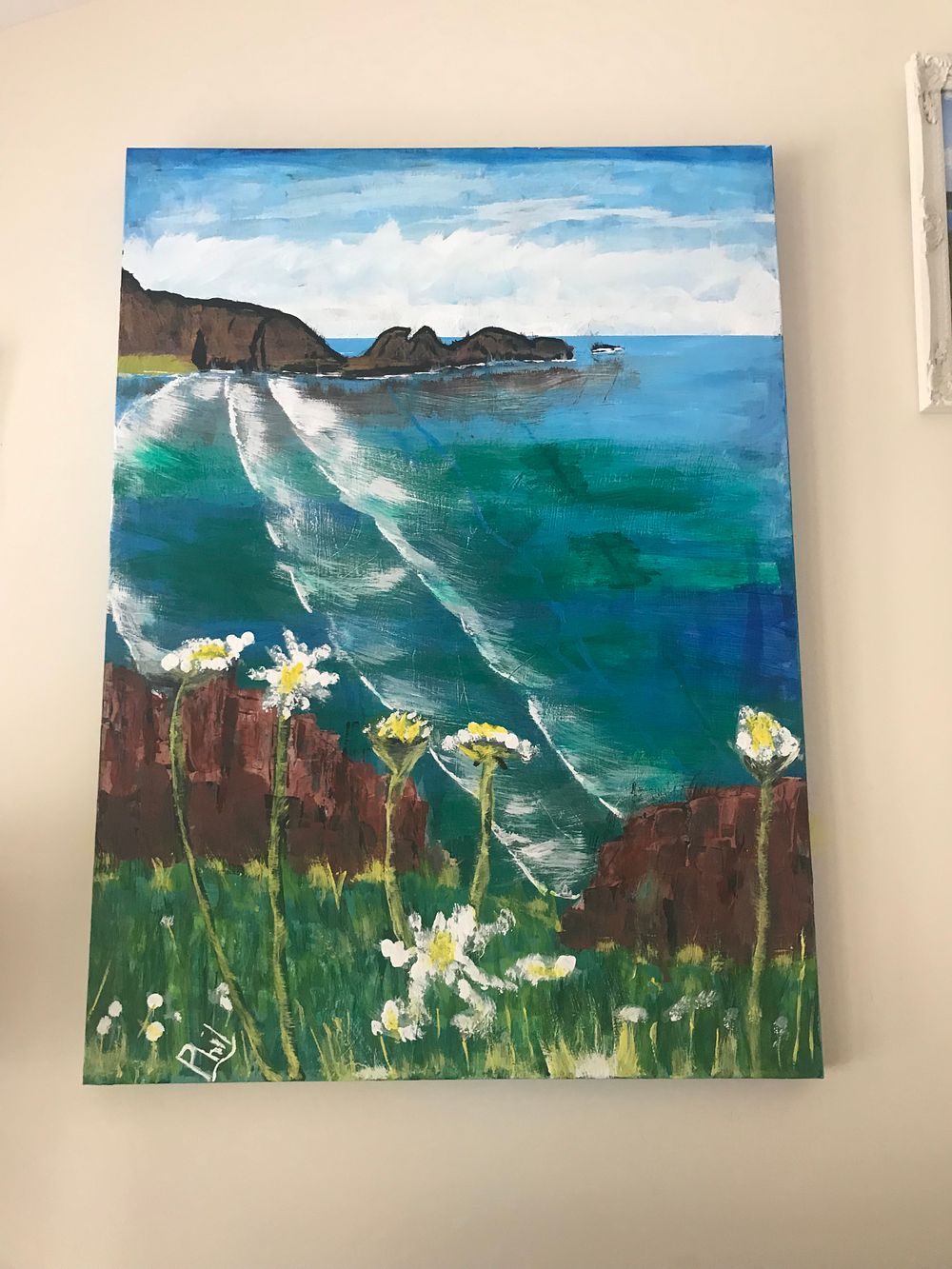 Lot 232: Phil (20th/21st Century), Coastal Landscape with Daisies, 2014