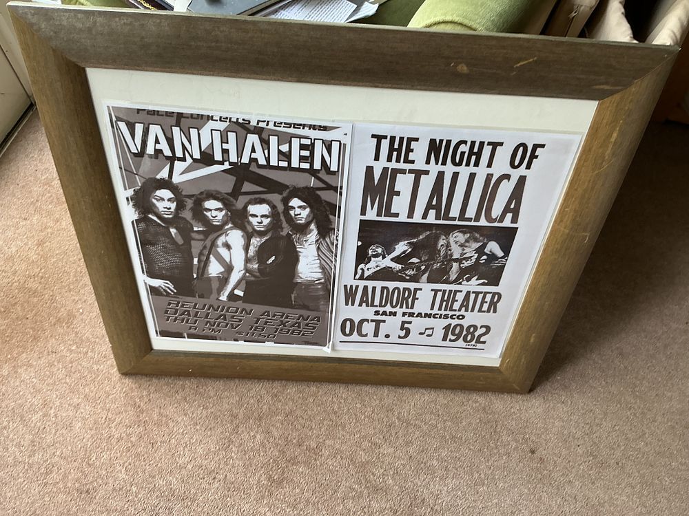 Lot 235: A Framed Pair of Van Halen and Metallica Concert Flyer Reproductions