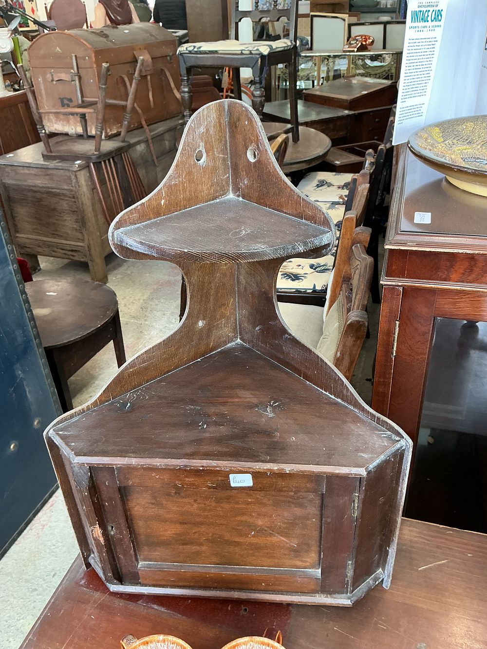 Lot 258: A Vintage Stained Hardwood Wall-Mounted Corner Cupboard
