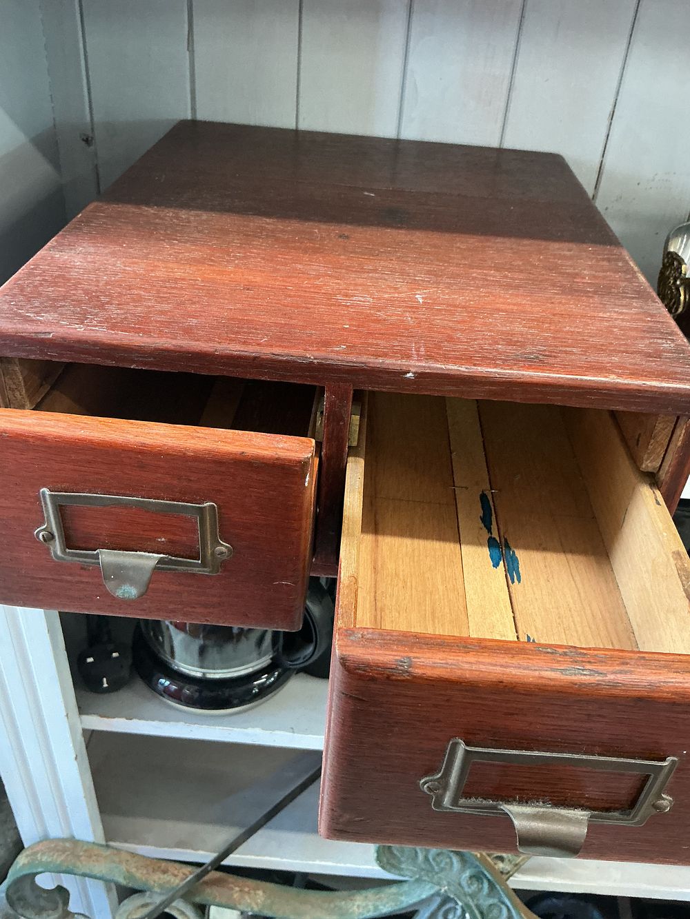Lot 462: An Early 20th Century Two-Drawer Wooden Desktop Filing Cabinet
