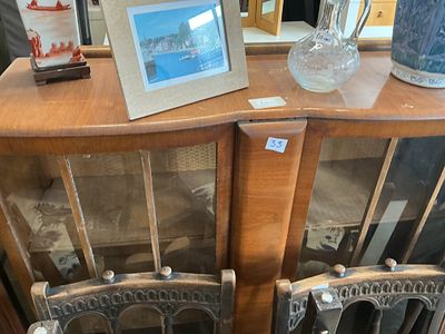 Mid-20th Century Art Deco Style Walnut Bow-Front Display Cabinet