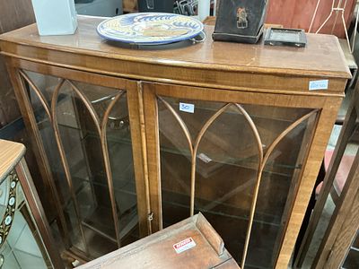 Mid-20th Century Gothic Revival Style Glazed Mahogany Veneer Display Cabinet