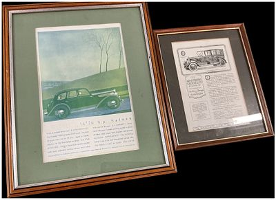 Two Framed Vintage British Automotive Advertisements for Wolseley and Armstrong Siddeley. This 