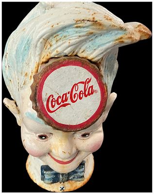 Cast Iron Coca-Cola Sprite Boy Advertising Still Bank. A heavy cast iron promotional advertising 