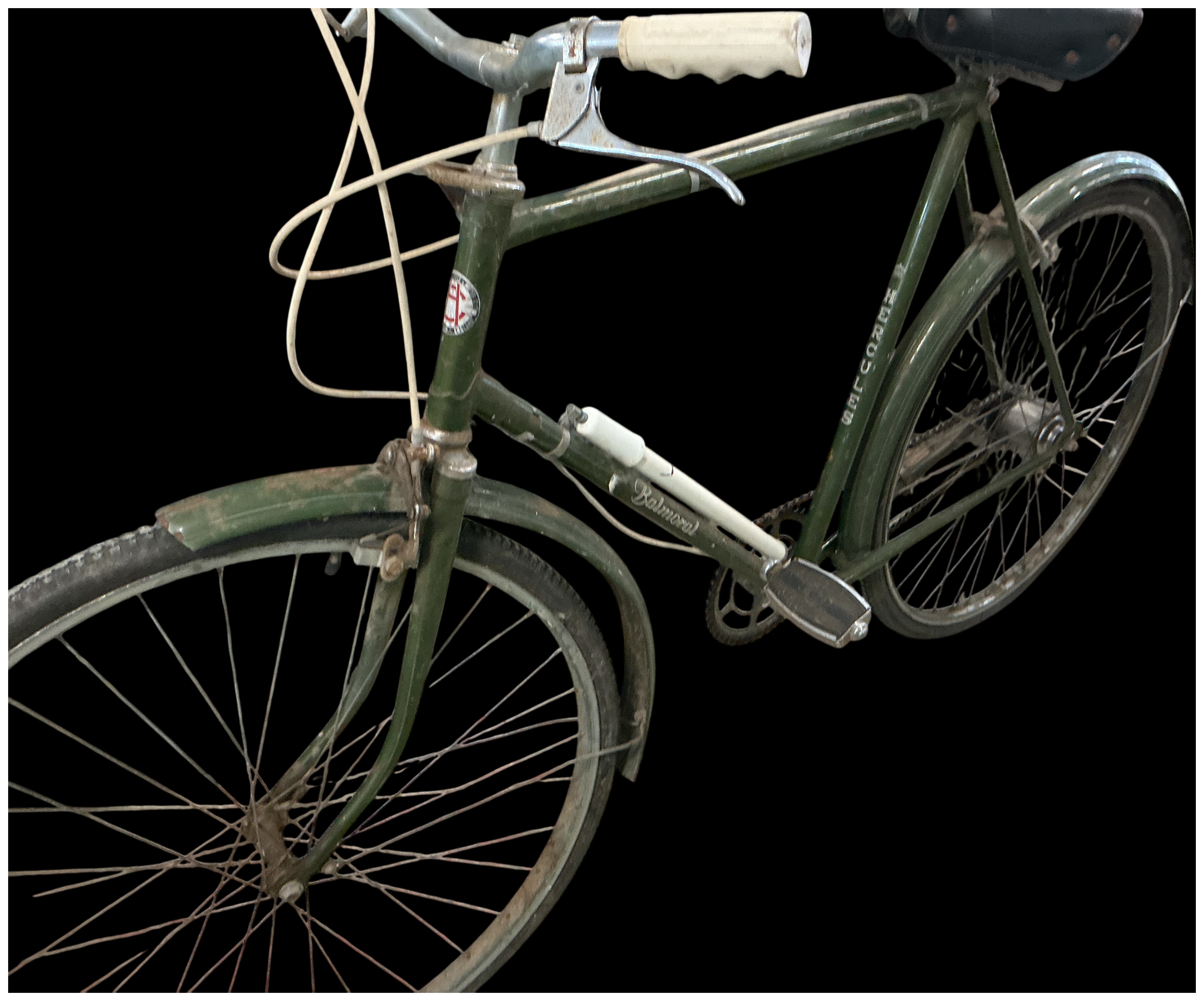 A vintage Hercules green utility bicycle