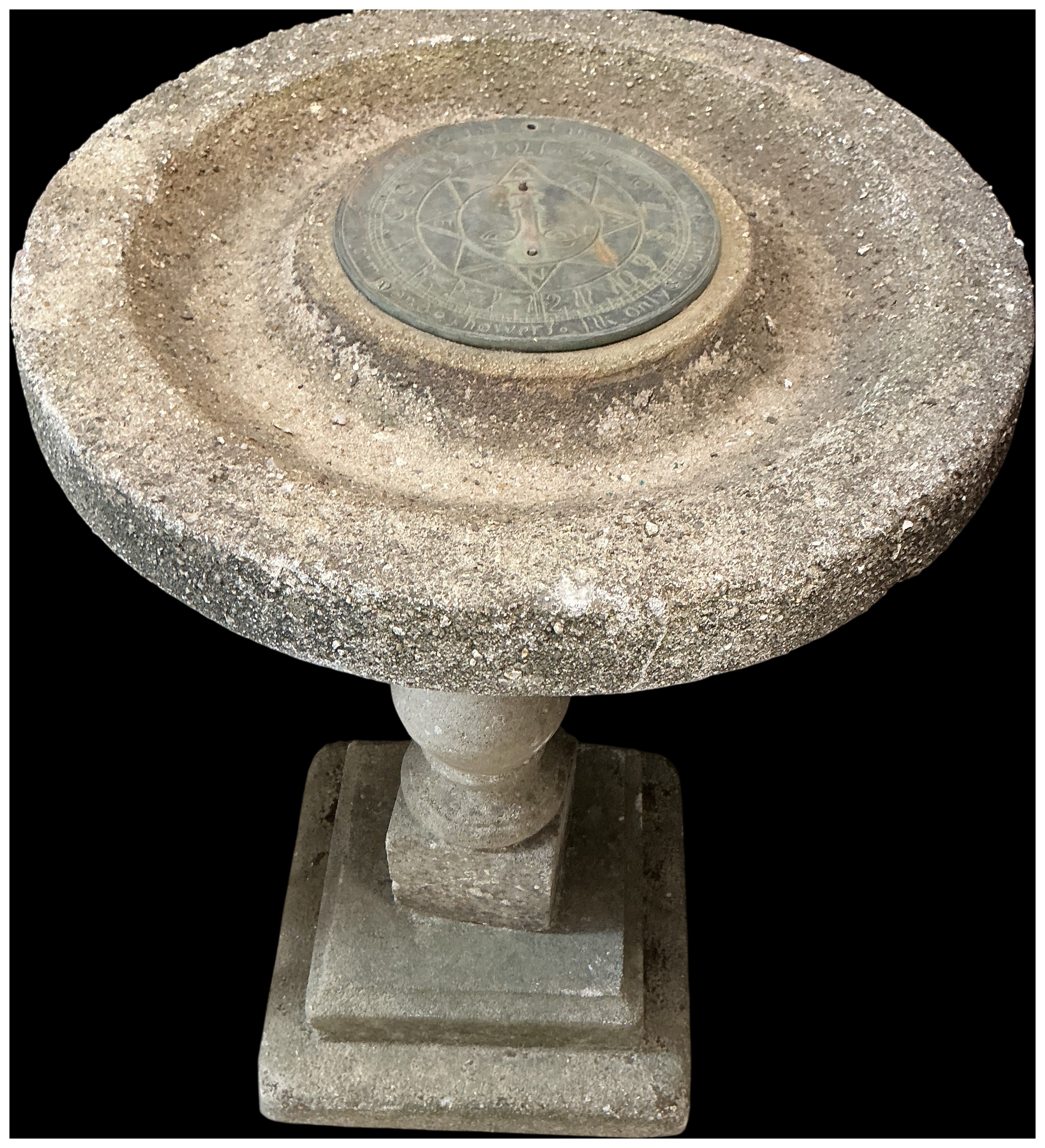 Reconstituted Stone Garden Sundial on Pedestal
