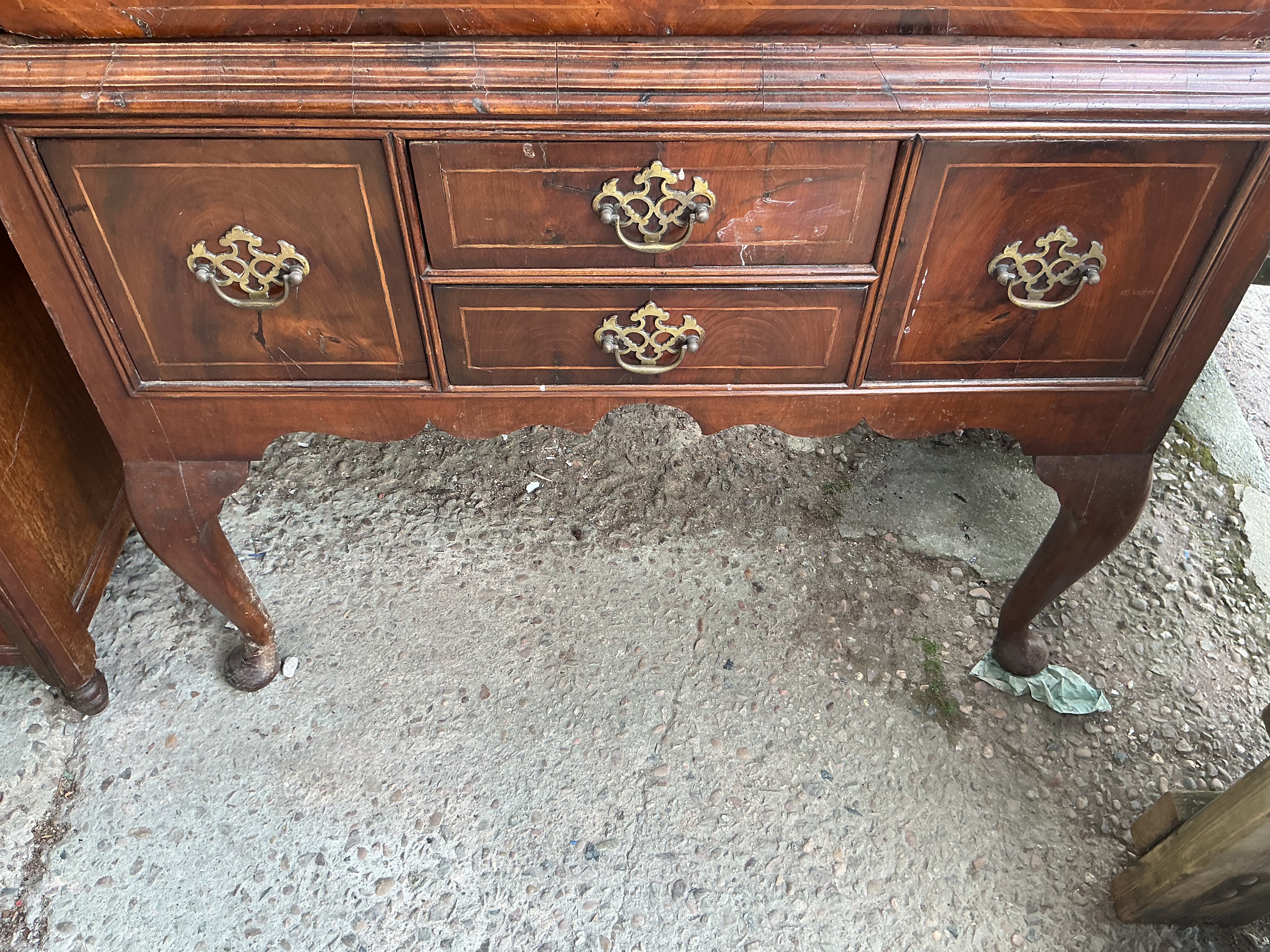 George II style walnut and cross-banded chest-on-stand base