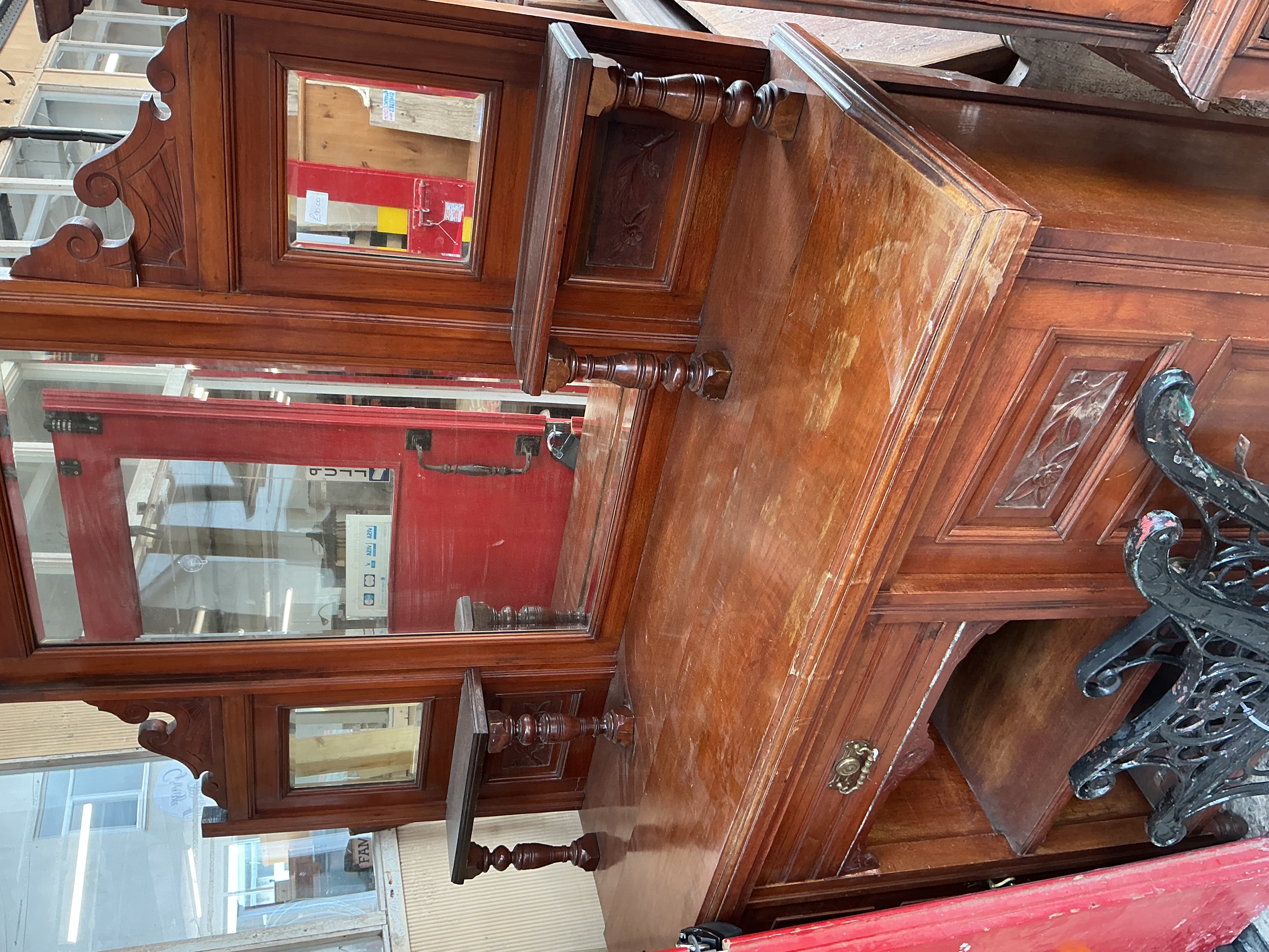 A Late Victorian Mahogany-Stained Mirror-Back Sideboard