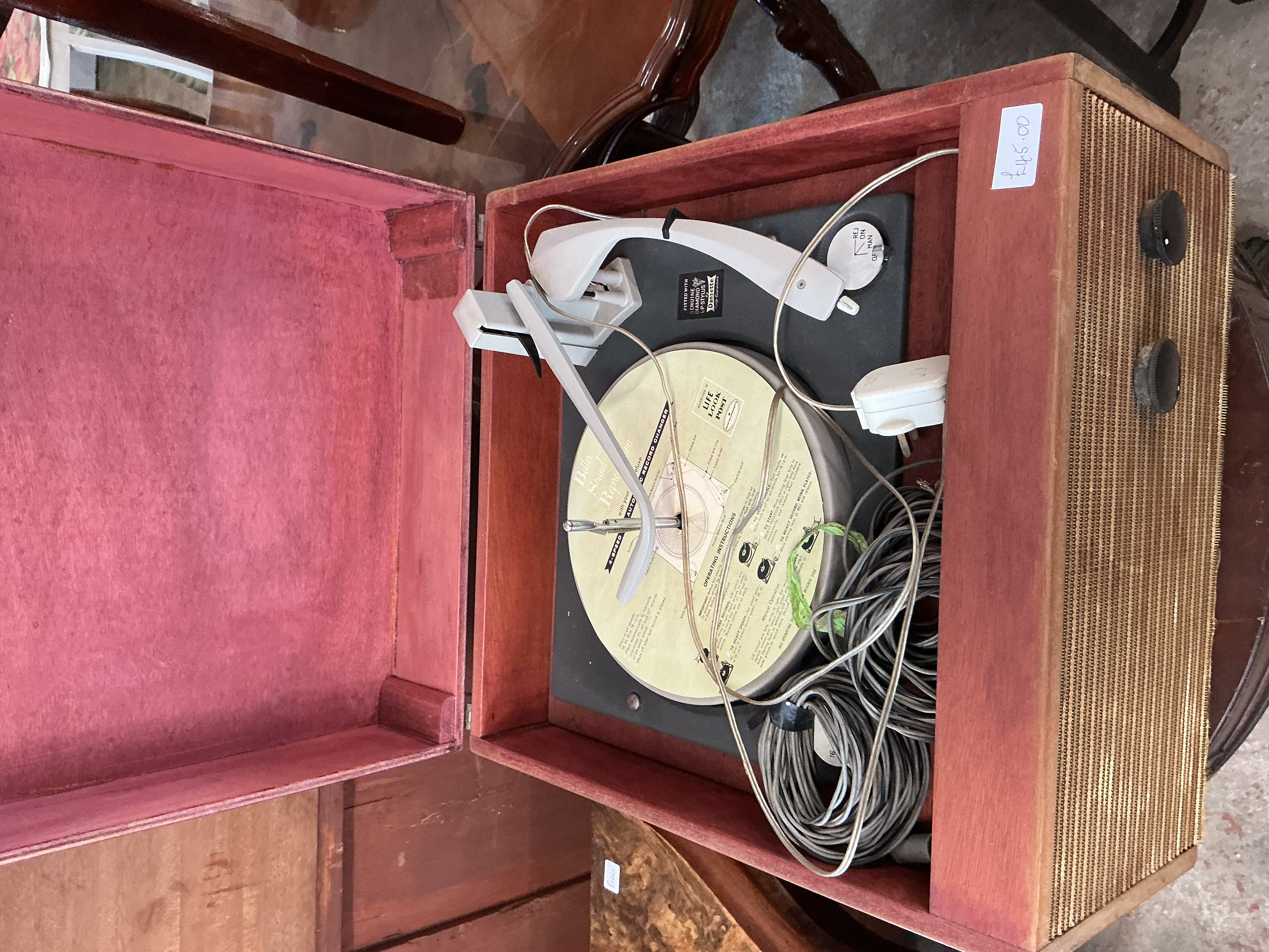 Mid-20th Century Portable Record Player with BSR Monarch Deck